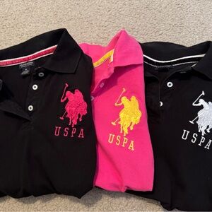 U.S. Polo Assn. Polo Shirt Trio - Black, Pink, and Black
